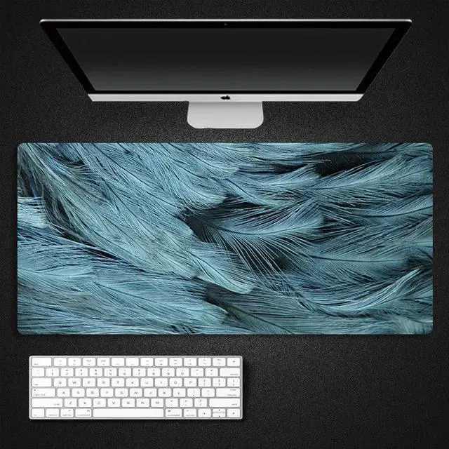 Alt view image 2 of 7 - Anymob Mouse Pad Mint Blue 400X900X4MM Feather Art Design Laptop Gaming Rubber Pad