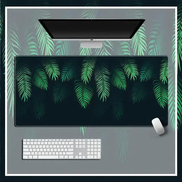 Alt view image 2 of 4 - Anymob Mouse Pad Green 400X900X4MM Leaves Computer Keyboard Pad Non-Slip Rubber Mat