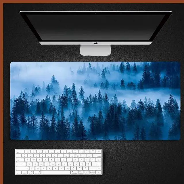 Alt view image 2 of 7 - Anymob Mouse Pad Ice Blue 400X900X4MM Forest Computer Keyboard Pad Non-Slip Rubber Mat