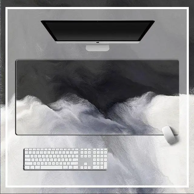 Alt view image 2 of 4 - Anymob Mouse Pad Black White 400X900X4MM Abstract Computer Keyboard Pad Non-Slip Rubber Mat