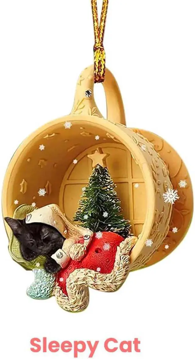 Main image of Anyhouz Christmas Sleepy Cat Hanging Pendant Ornaments