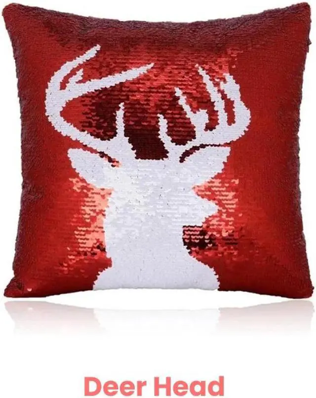 Main image of Anyhouz Christmas Pillow Cover Deer Head Seat Soft Throw Pillow