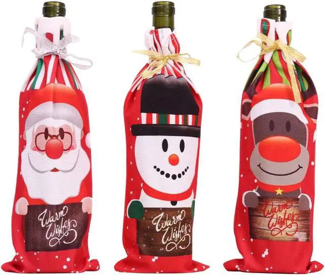Alt view image 2 of 4 - Anyhouz Christmas Festive Santa Claus Printed Red Wine Bottle Cover