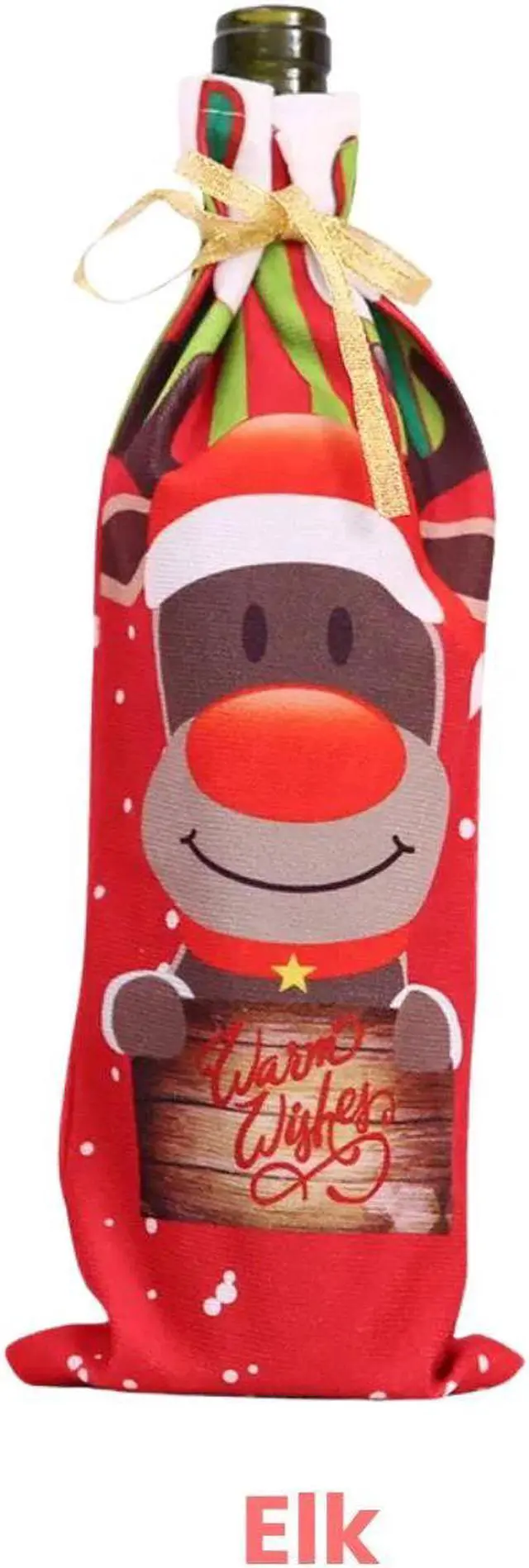 Main image of Anyhouz Christmas Festive Elk Printed Red Wine Bottle Cover