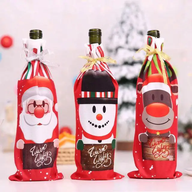 Alt view image 3 of 4 - Anyhouz Christmas Festive Santa Claus Printed Red Wine Bottle Cover