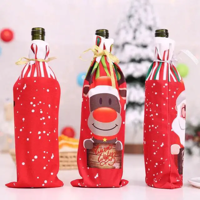 Alt view image 4 of 4 - Anyhouz Christmas Festive Santa Claus Printed Red Wine Bottle Cover