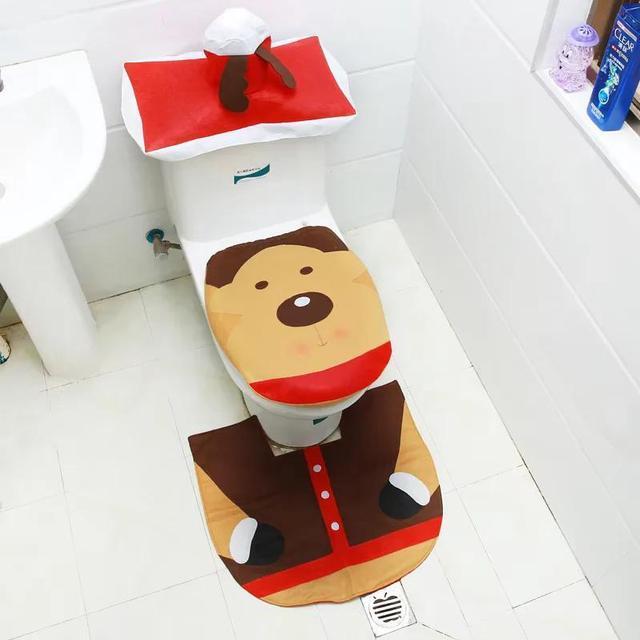 Alt view image 4 of 6 - Anyhouz Christmas Toilet Seat Cover Green Rug Bathroom Mat Set
