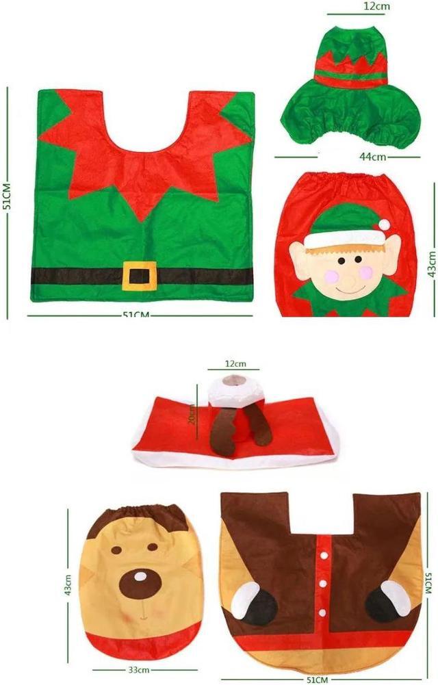 Alt view image 6 of 6 - Anyhouz Christmas Toilet Seat Cover Green Rug Bathroom Mat Set
