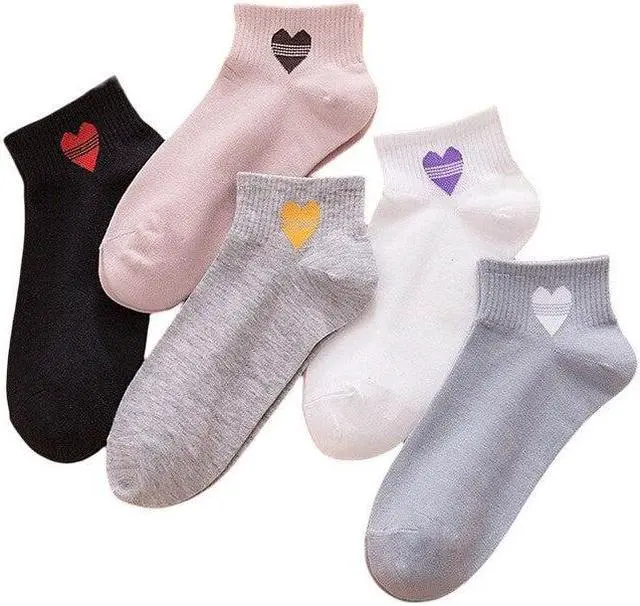 Main image of Anysox 5 Pairs One Size 5-9 Mix Heart Liner Cotton And Spandex Comfortable Socks With Fruit Creative Design for Women