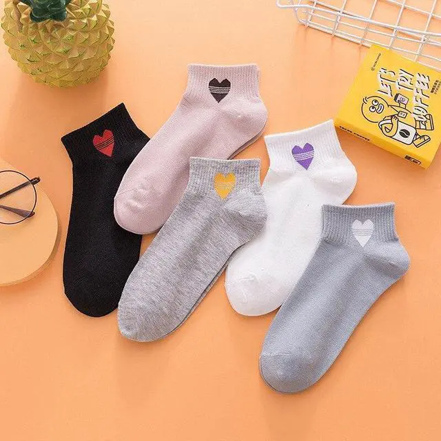 Alt view image 2 of 4 - Anysox 5 Pairs One Size 5-9 Mix Heart Liner Cotton And Spandex Comfortable Socks With Fruit Creative Design for Women