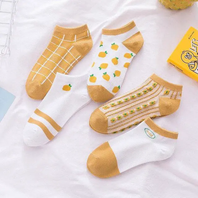 Alt view image 2 of 4 - Anysox 5 Pairs One Size 5-9 Mix Lemon Liner Cotton And Spandex Comfortable Socks To Wear With Fruit Creative Design for Women