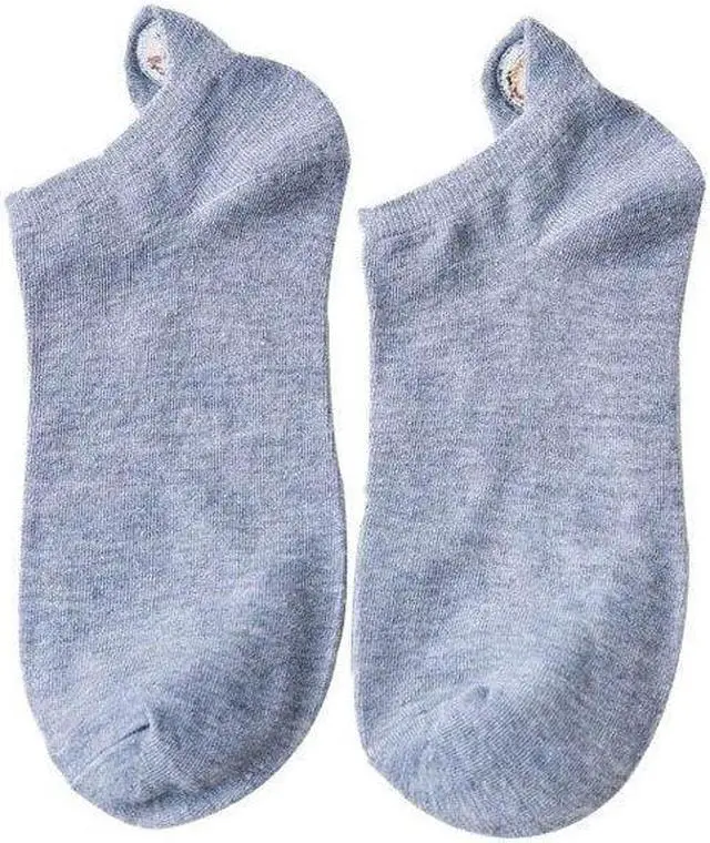 Alt view image 2 of 7 - Anysox 5 Pairs One Size 4-5 Blue Fashion Funny Unisex Stereoscopic Heel Embroidered Women Candy Color Cotton Short Cute Socks