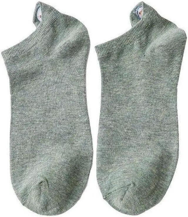 Alt view image 2 of 7 - Anysox 5 Pairs One Size 4-5 Green Fashion Funny Unisex Stereoscopic Heel Embroidered Women Candy Color Cotton Short Cute Socks