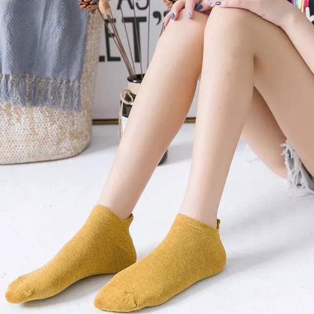 Alt view image 7 of 7 - Anysox 5 Pairs One Size 4-5 Khaki Fashion Funny Unisex Stereoscopic Heel Embroidered Women Candy Color Cotton Short Cute Socks