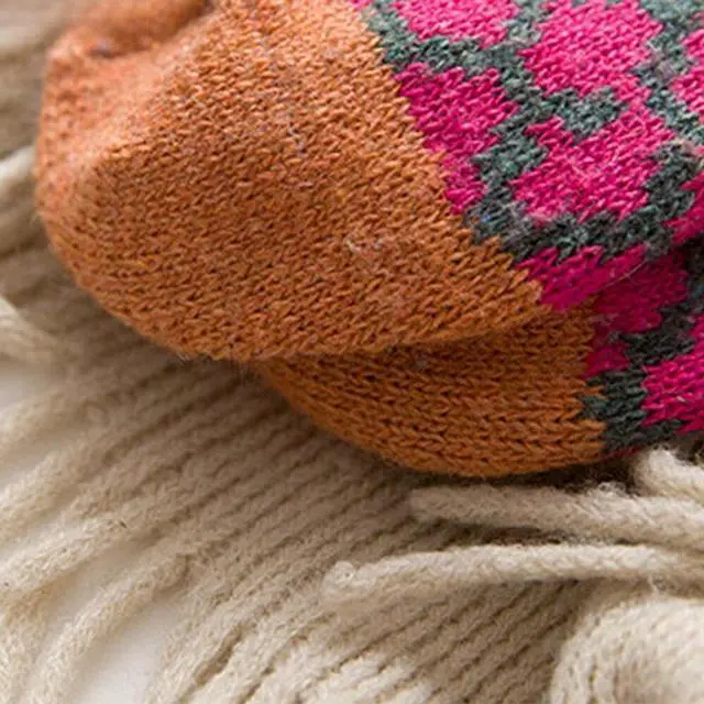 Alt view image 7 of 7 - Anysox 5 Pairs Size 5-9 Fashion Socks Wind-Flowers Cotton Winter Thick Warm Wool Casual for Women White