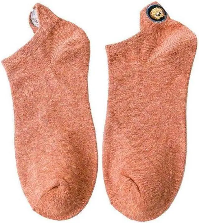 Alt view image 2 of 7 - Anysox 5 Pairs One Size 4-5 Orange Fashion Funny Unisex Stereoscopic Heel Embroidered Women Candy Color Cotton Short Cute Socks