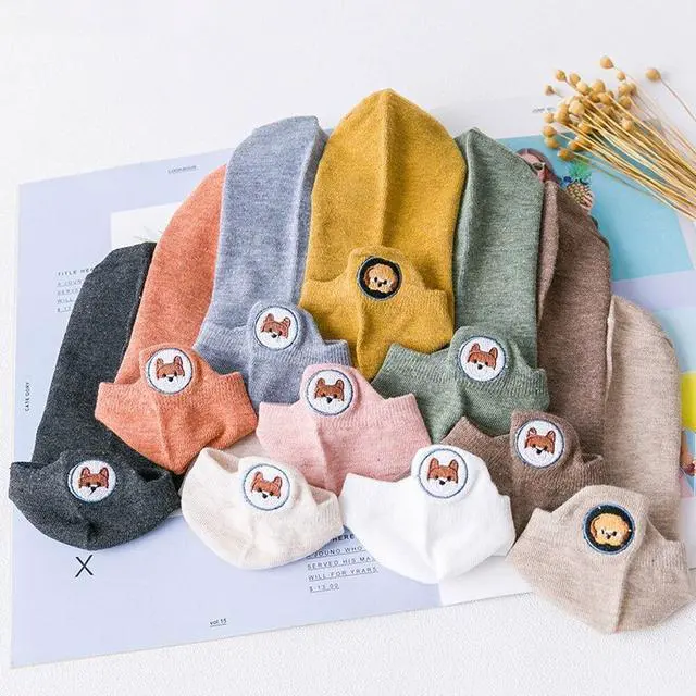 Alt view image 3 of 7 - Anysox 5 Pairs One Size 4-5 Orange Fashion Funny Unisex Stereoscopic Heel Embroidered Women Candy Color Cotton Short Cute Socks