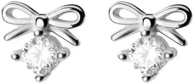 Main image of Anyco Fashion Earrings Silver 925 Sterling Bowknot Crystal Zircon Small Stud Jewelry