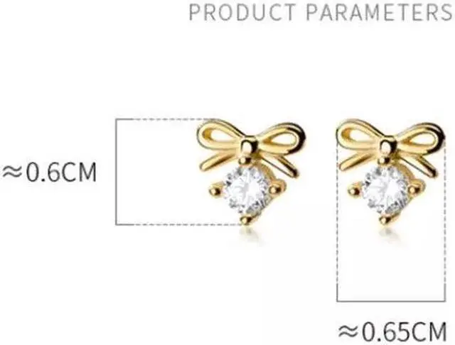 Alt view image 6 of 6 - Anyco Fashion Earrings Silver 925 Sterling Bowknot Crystal Zircon Small Stud Jewelry
