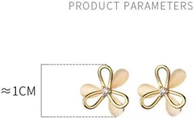 Alt view image 6 of 6 - Anyco Fashion Earrings Gold 925 Sterling Silver Clover Synthetic Opal Stud Jewelry