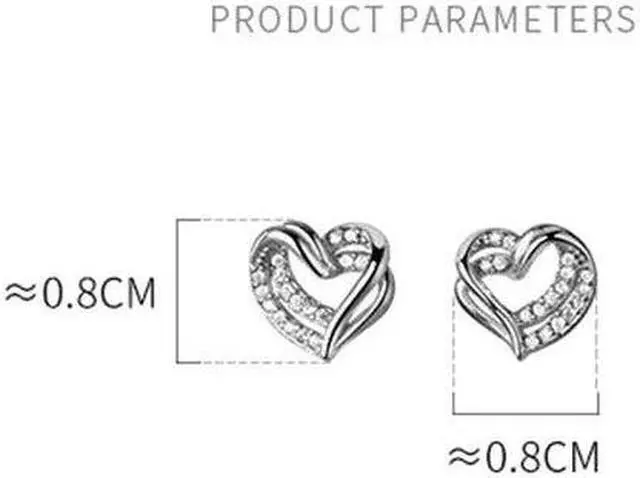 Alt view image 6 of 6 - Anyco Fashion Earrings Gold 925 Sterling Hollow Double Love Heart Stud for Women Romantic Wedding Girlfriend Jewelry Gift