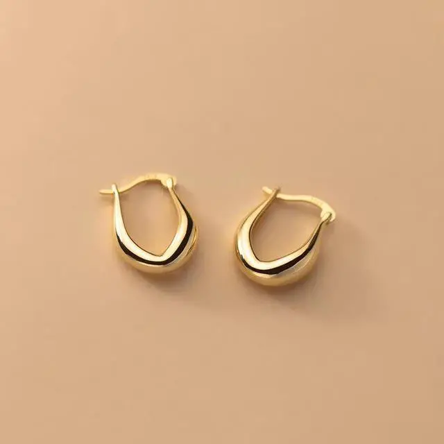 Alt view image 2 of 5 - Anyco Fashion Earrings 925 Sterling Gold French Simple Rock Jewelry