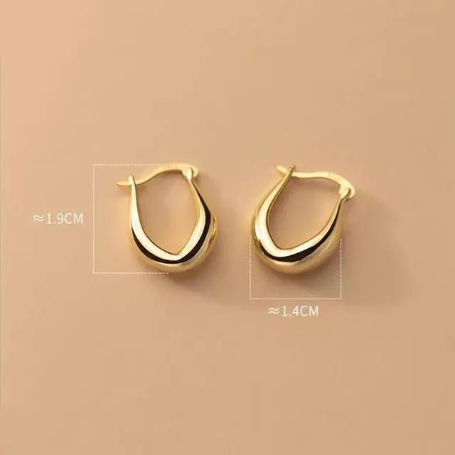 Alt view image 5 of 5 - Anyco Fashion Earrings 925 Sterling Gold French Simple Rock Jewelry