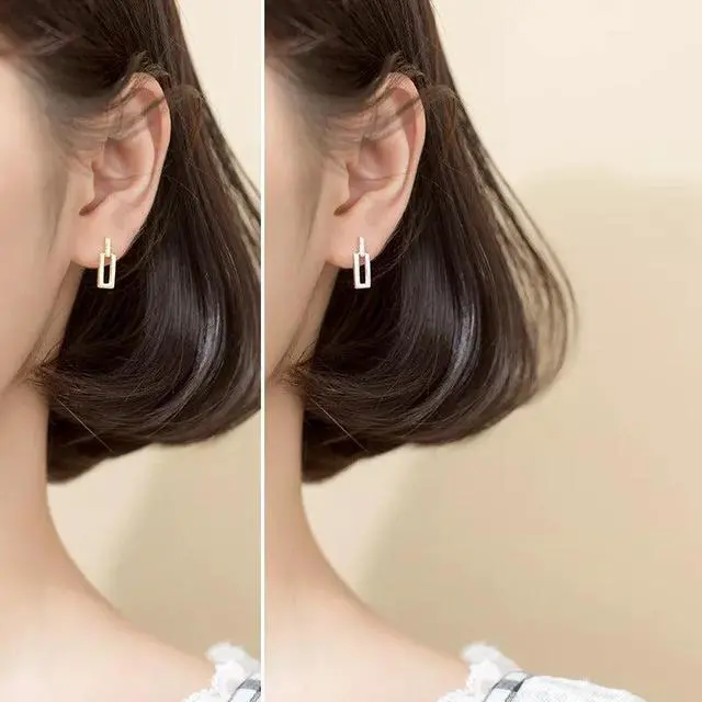 Alt view image 3 of 5 - Anyco Fashion Earrings Gold Trendy Geometric Square Stud Jewelry