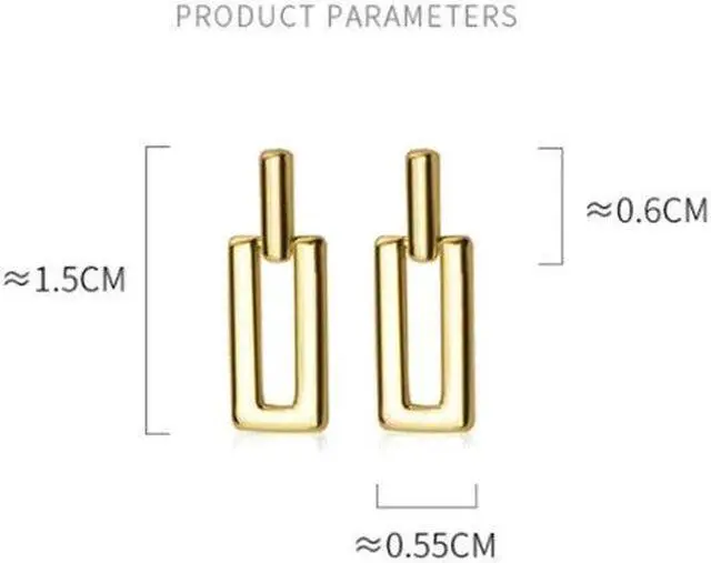Alt view image 5 of 5 - Anyco Fashion Earrings Gold Trendy Geometric Square Stud Jewelry