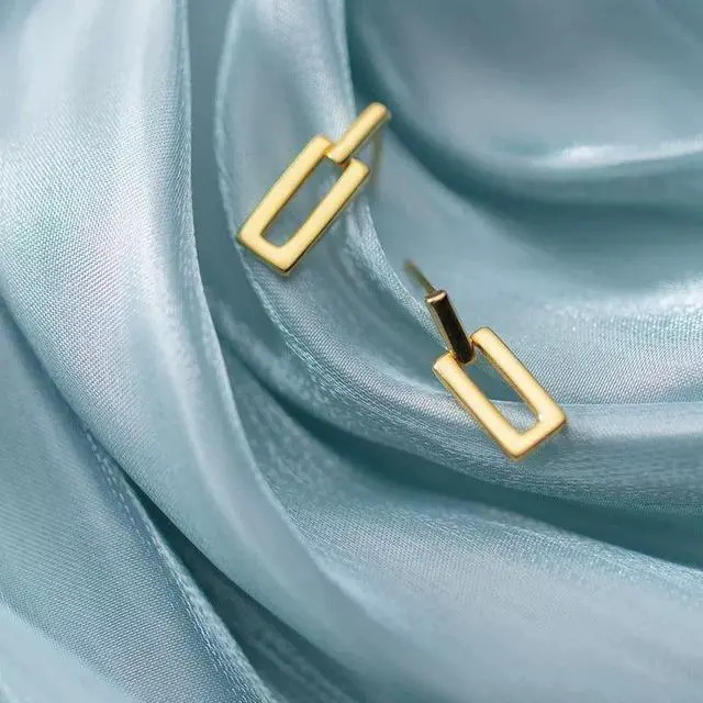 Alt view image 4 of 5 - Anyco Fashion Earrings Gold Trendy Geometric Square Stud Jewelry