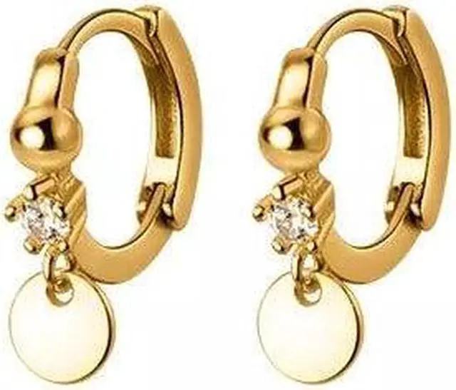 Main image of Anyco Fashion Earrings Gold 925 Sterling Crystal Zircon Hoop Jewelry