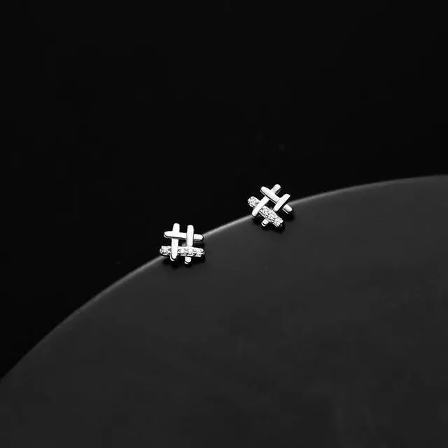 Alt view image 3 of 6 - Anyco Fashion Earrings Silver 925 Sterling Personality Geometric Pave Zircon Jewelry