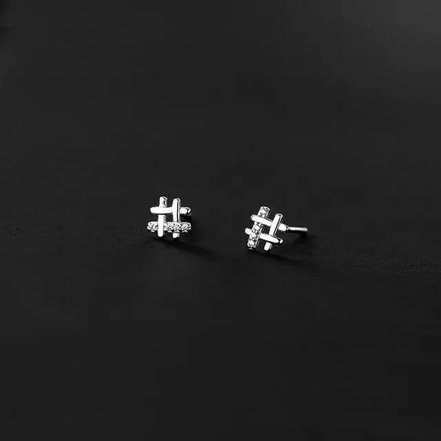 Alt view image 4 of 6 - Anyco Fashion Earrings Silver 925 Sterling Personality Geometric Pave Zircon Jewelry