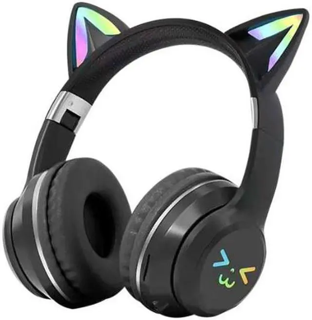 Main image of Anymob Headphone Black Bluetooth Cat Ear Wireless Foldable Headset