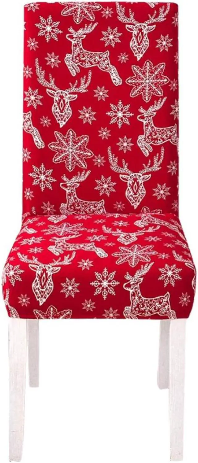 Main image of Anyhouz Chair Cover Red Christmas Snowflakes Design Stretchable Dining Slipcover