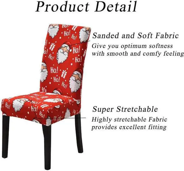 Alt view image 2 of 6 - Anyhouz Chair Cover Maroon Festive Christmas Design Stretchable Dining Slipcover