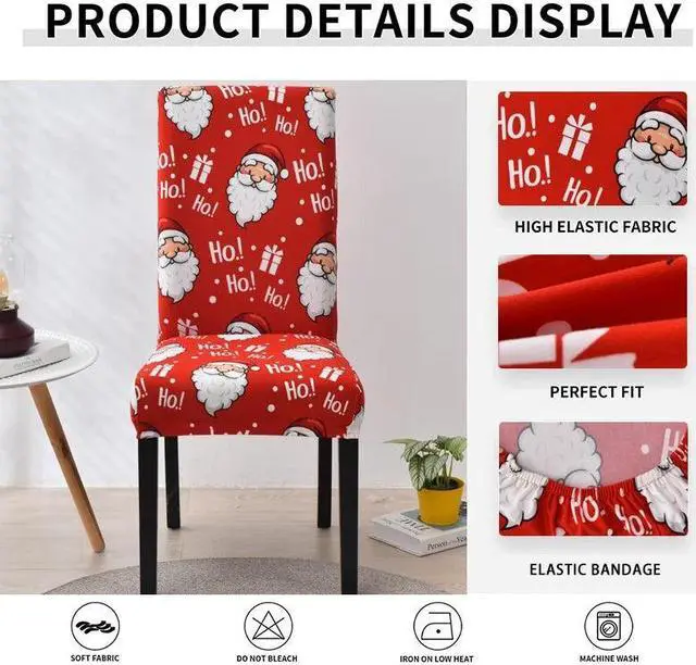 Alt view image 3 of 6 - Anyhouz Chair Cover Maroon Festive Christmas Design Stretchable Dining Slipcover