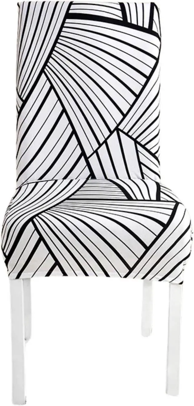 Main image of Anyhouz Chair Cover White With 3D Stripe Pattern Elastic Slipcover Dining Decor