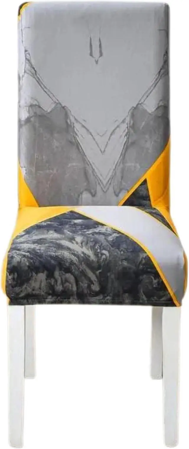 Main image of Anyhouz Chair Cover Yellow Gray Abstract Print Elastic Slipcover Dining Decor