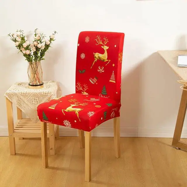 Alt view image 2 of 5 - Anyhouz Chair Cover Red Mix Christmas Print Elastic Slipcover Dining Decor