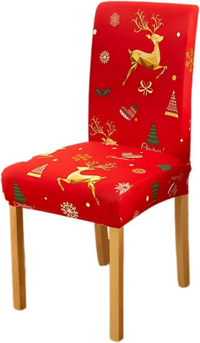 Main image of Anyhouz Chair Cover Red Mix Christmas Print Elastic Slipcover Dining Decor