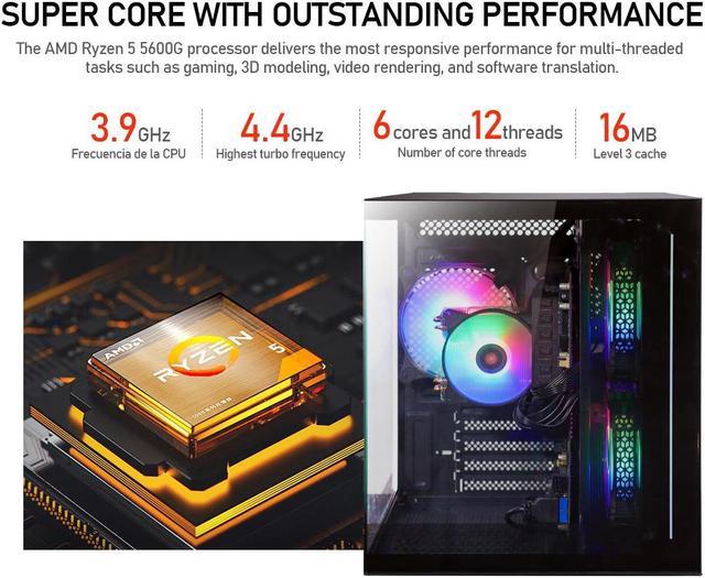 SUEVERY - Gaming desktop computer - AMD Ryzen 5 5600G 6 core 3.9