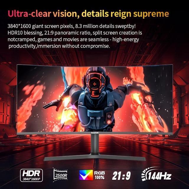 Alt view image 5 of 7 - Gawfolk 37.5-inch Gaming Monitor, New for 2025 with Color Breathing Lights. 4K Resolution. 144HZ Refresh Rate. 2500R Ultra-Wide Curved Screen, Up and Down Height Adjustable VA Panel. Sharpest picture