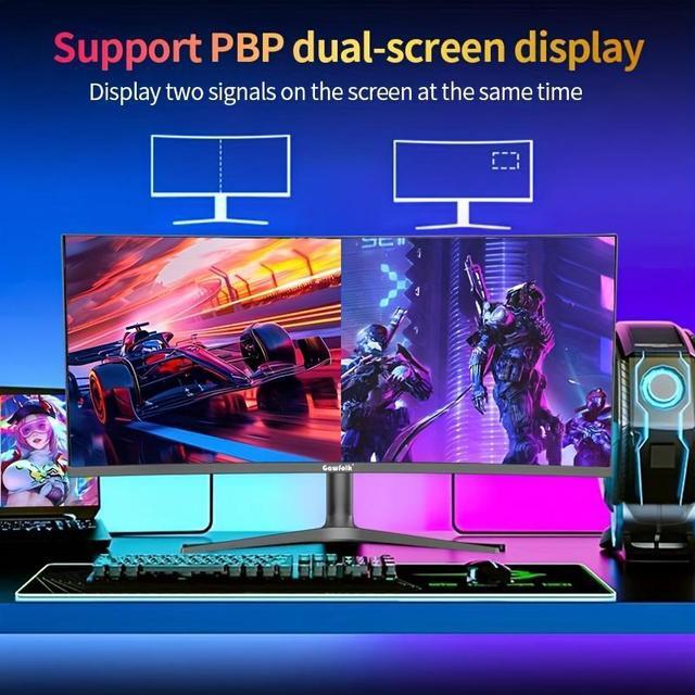 Alt view image 6 of 7 - Gawfolk 37.5-inch Gaming Monitor, New for 2025 with Color Breathing Lights. 4K Resolution. 144HZ Refresh Rate. 2500R Ultra-Wide Curved Screen, Up and Down Height Adjustable VA Panel. Sharpest picture