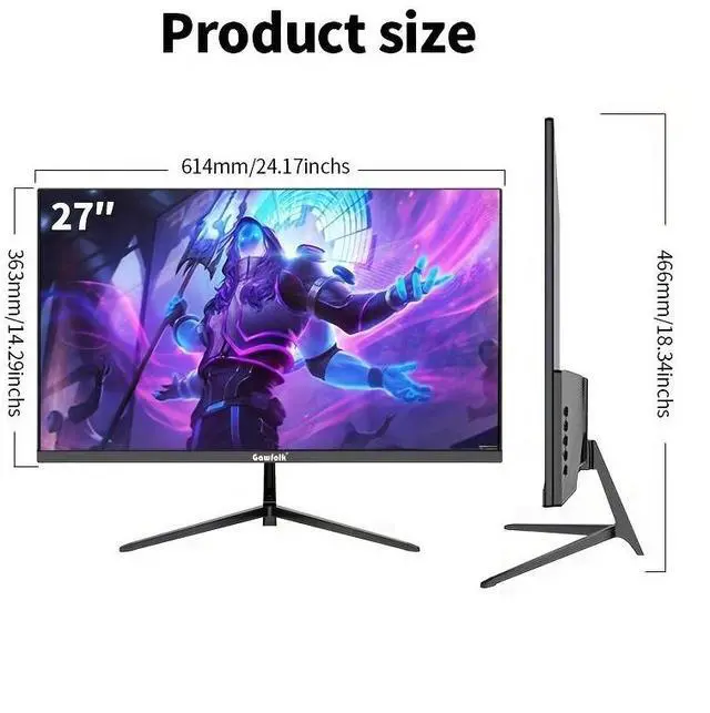Alt view image 2 of 7 - Gawfolk 27-Inch Direct Surface Gaming Monitor 2K165Hz, PC Screen Full HD 2560*1440P Resolution, No Speakers, IPS Panel Bezel-less Computer Monitor with FreeSync and Eye Protection Technology, Supports