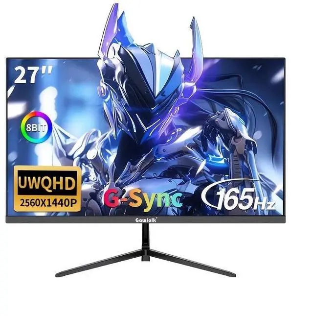 Main image of Gawfolk 27-Inch Direct Surface Gaming Monitor 2K165Hz, PC Screen Full HD 2560*1440P Resolution, No Speakers, IPS Panel Bezel-less Computer Monitor with FreeSync and Eye Protection Technology, Supports