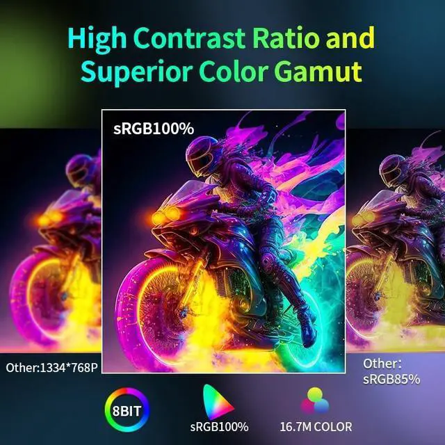 Alt view image 7 of 7 - Gawfolk 27-Inch Direct Surface Gaming Monitor 2K165Hz, PC Screen Full HD 2560*1440P Resolution, No Speakers, IPS Panel Bezel-less Computer Monitor with FreeSync and Eye Protection Technology, Supports