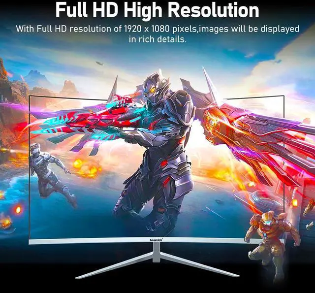 Alt view image 2 of 7 - Gawfolk - GF270H 27-inch Monitor Screen 100HZ Built-in Speakers FHD 1080P Below Bezel Computer Monitor, VA , SRGB 100%, VGA, HDMI, Eye Protection, Compatible with Wall Mounting Curvature 1800R White