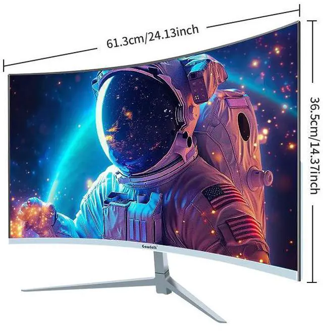 Alt view image 2 of 7 - Gawfolk - GF270HB 27-inch Monitor Screen 100HZ Built-in Speakers FHD 1080P Below Bezel Computer Monitor, VA , SRGB 100%, VGA, HDMI, Eye Protection, Compatible with Wall Mounting Curvature 1800R White