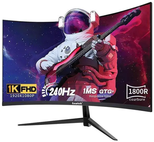 Main image of Gawfolk 32-inch Curved Gaming Monitor, 240Hz, 1800R PC Monitor, Full HD 1080P, Frameless Computer Monitor with Freesync and Eye Protection Technology, Wall Mountable Compatible with Xbox/PS